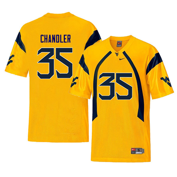 NCAA Men's Josh Chandler West Virginia Mountaineers Yellow #35 Nike Stitched Football College Throwback Authentic Jersey PJ23V31XG